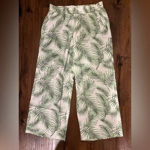 Panama Jack green and white wide leg summer pants. Size XL